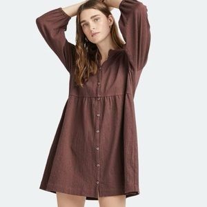 Richer Poorer Cloud Weave Button Up Dress - Truffle / M
